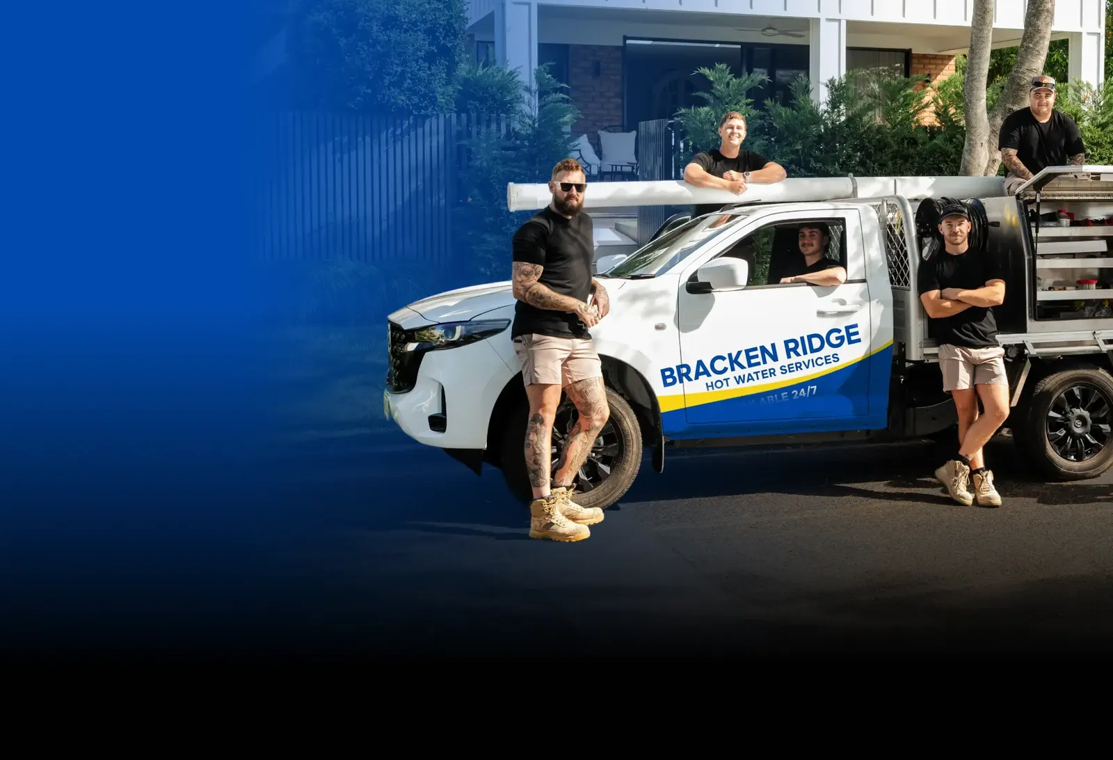 Bracken Ridge Hot Water Services team with the ute